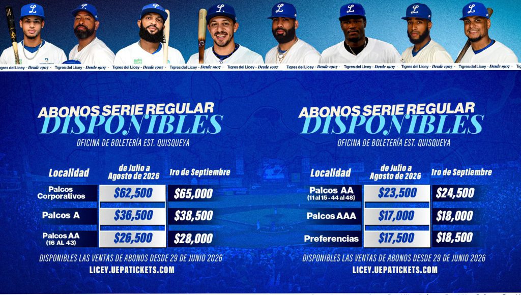 Tigres del Licey anuncian precios de abonos para la Serie Regular 2026-2027